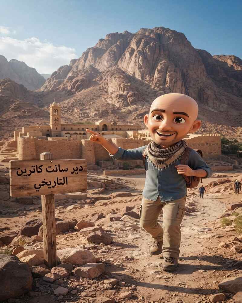 الأسوار الحجرية المحصنة لدير سانت كاترين التاريخي أسفل سفوح جبل موسى بالقرب من دهب